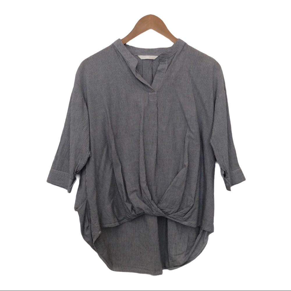 Youkki striped high low 3/4 sleeve top
